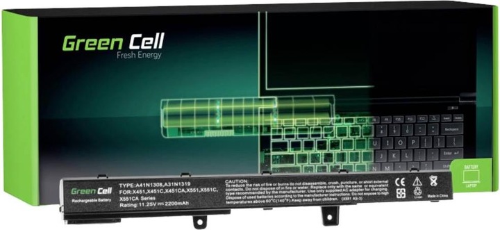 Produktbild GreenCell AS90 - Akku - ASUS - X551 X551C X551CA X551M X551MA X551MAV F551 F551C F551M R51 (3 Zellen, 2200 mAh)