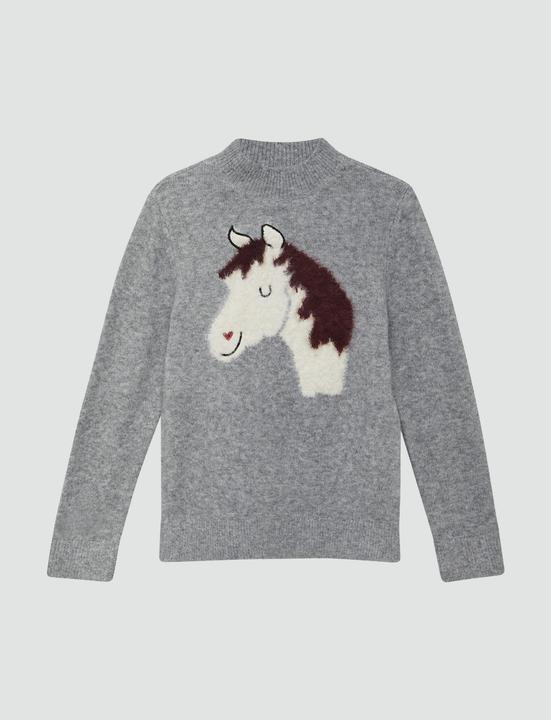 Produktbild s.Oliver Strickpullover Strickpullover mit flauschigem Pferde-Motiv (92, 98)