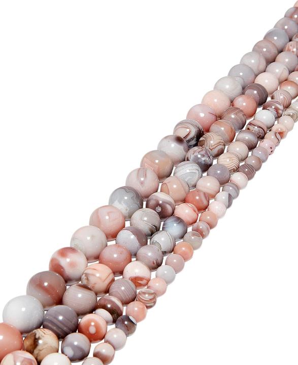 Actual product image Leyda Polished Pink-Gray Botswana Agate Strand