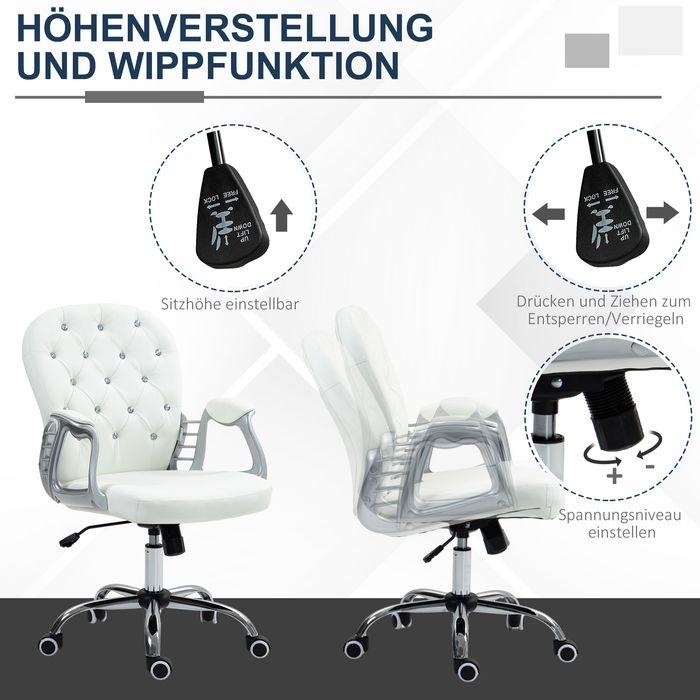 Image du produit Swisshandel24 Bürostuhl, Ergonomisch Schreibtischstuhl mit Armlehne, Gepolsterter Rückenlehne Weiss (49 - 58 cm)