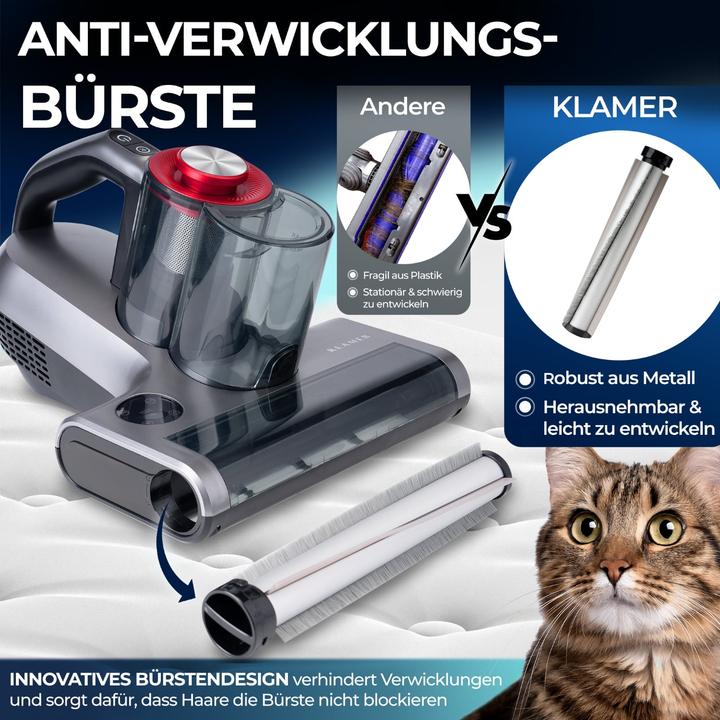 Produktbild KLAMER Milbenstaubsauger mit UV-Licht, Leistungsstarker 18kPa & 450W Milbensauger mit Milben-Se…