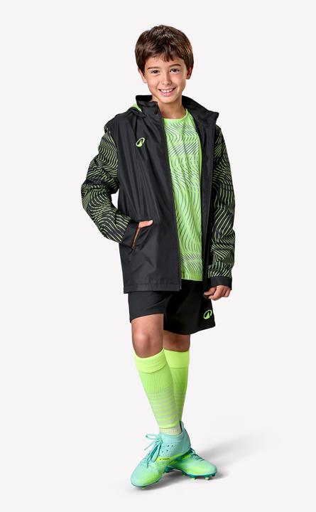 Produktbild Kipsta Kinder Fussball Regenjacke - VIRALTO Wavy schwarz/neongelb (176)
