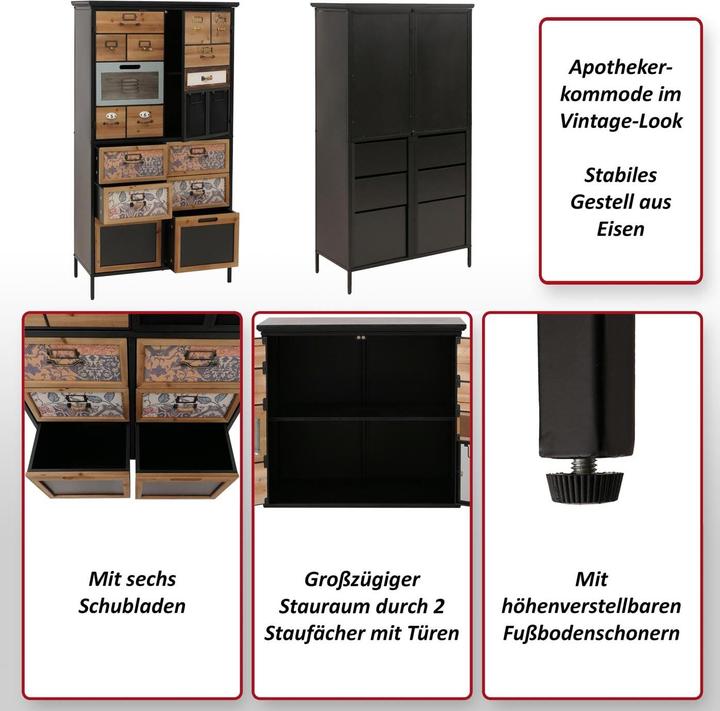 Produktbild JOHN316 Apothekerkommode (73 x 35 x 136 cm)