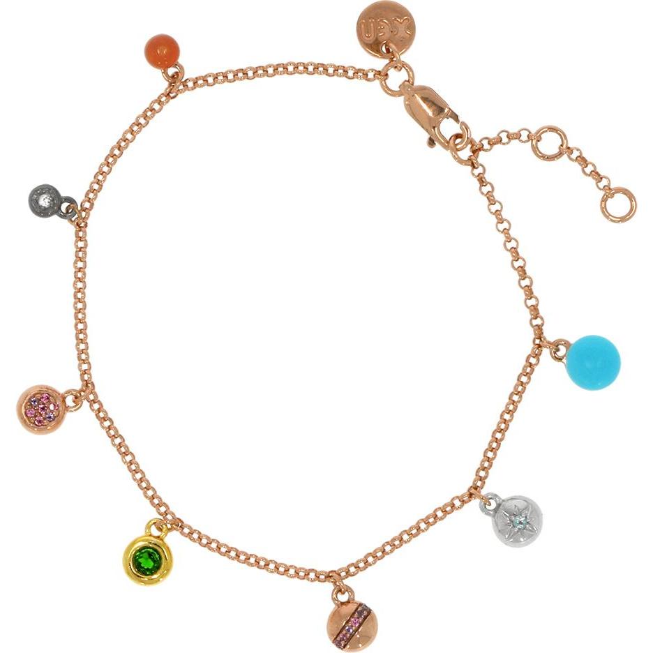 Xen, Armschmuck, Armband Multicolor ca. 1,55 ct. 17-19 cm rosèvergoldet, (19 cm, 925 Sterling Silber)
