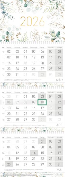 Productafbeelding Drei-Monatskalender'PremiumBlattgold'2026