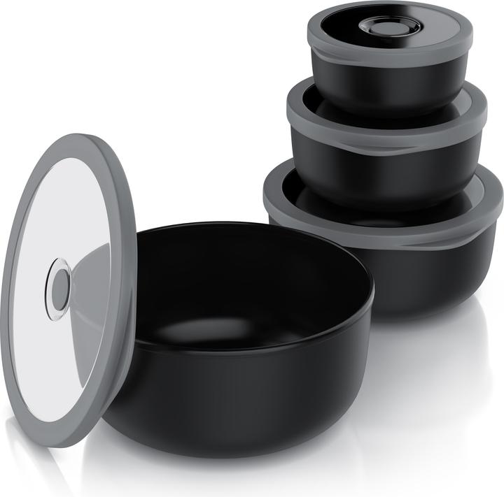 Arendo Rührschüssel 4er Plastikschüssel-Set mit Deckel (20 cm, 2 l, 4 x)