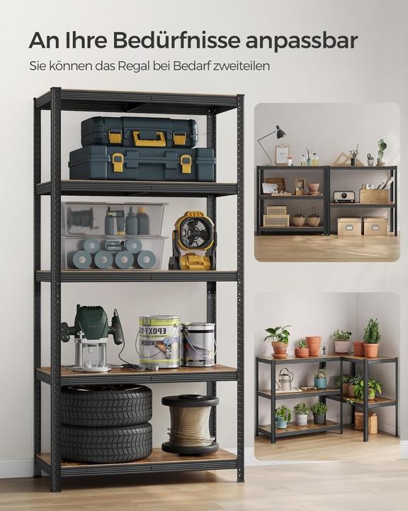 Produktbild Songmics Schwerlastregal GLR050B11 schwarz, braun 100,0 x 50,0 x 200,0 cm