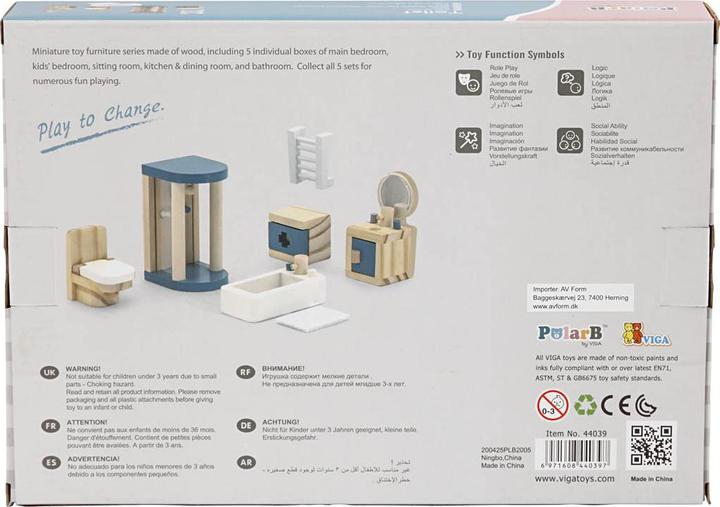 Actual product image Viga Toys Doll's House Furniture Set for the Bathroom, VIGA PolarB