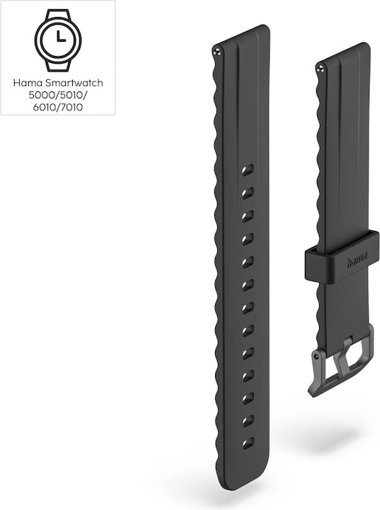Actual product image Hama Armband zum Wechseln für Smartwatch 7010, Silikon, Schwarz (Silicone)