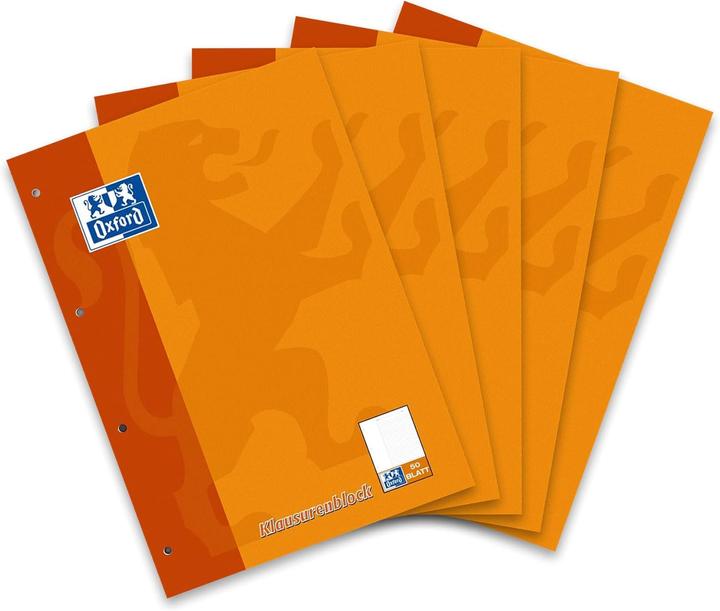 Actual product image Oxford 5-pack of A4 examination pad, ruled with margin (A4, Lined, No binding)