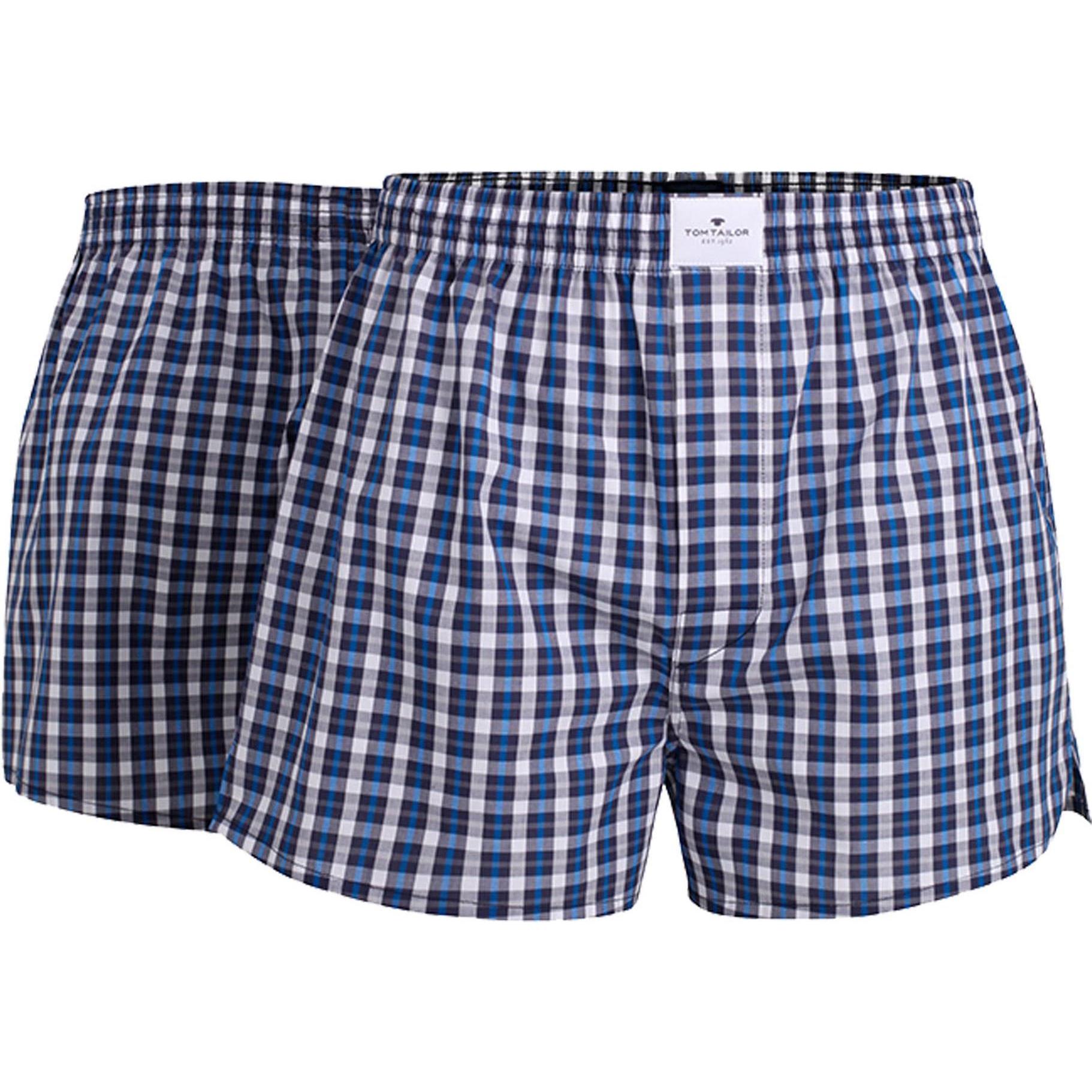Thumbnail - Tom Tailor, Herren, Unterhosen, Web Boxer, Blau, (L, 2er Pack)