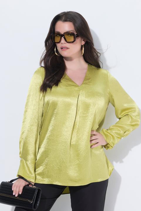 Actual product image Ulla Popken Textured Acetate Long Sleeve Blouse (46)