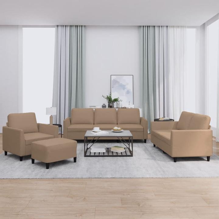 Immagine prodotto vidaXL Set divano 4 pezzi con cuscini cappuccino-marrone (2 posti, 3 posti)