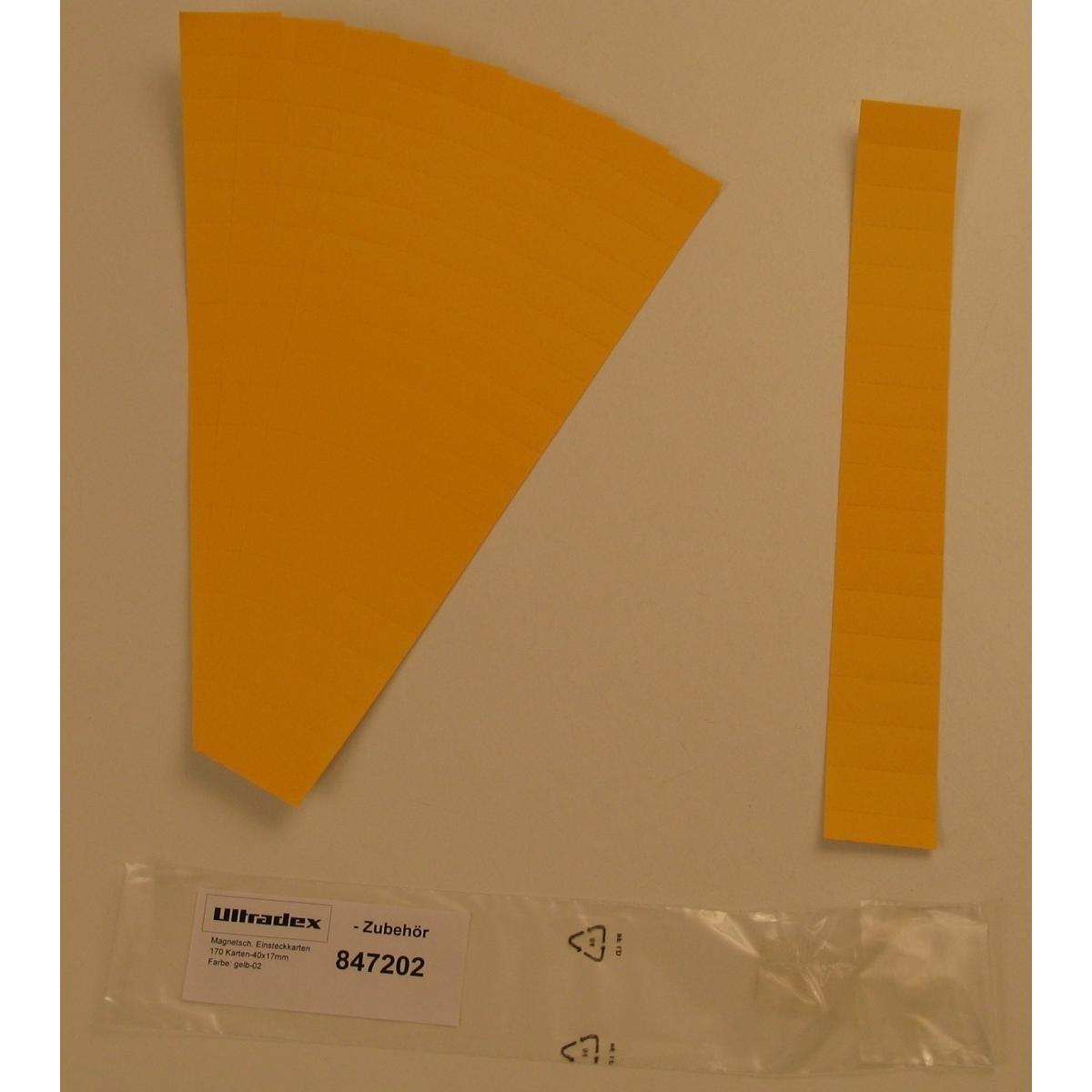 Ultradex, Kartenaufbewahrung, Einsteckkarten für 20mm Einsteckschiene 40x17mm VE=170 Stück gelb