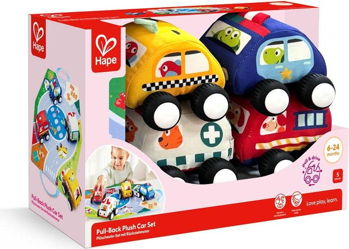 Hape Pull-Back Plush Car Set