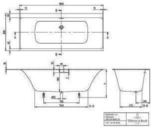 Actual product image Villeroy & Boch V&B fitted bath SUBWAY 3.0 DUO R-eck1800x800mm stone white (219 l, 180 cm, 80 cm)