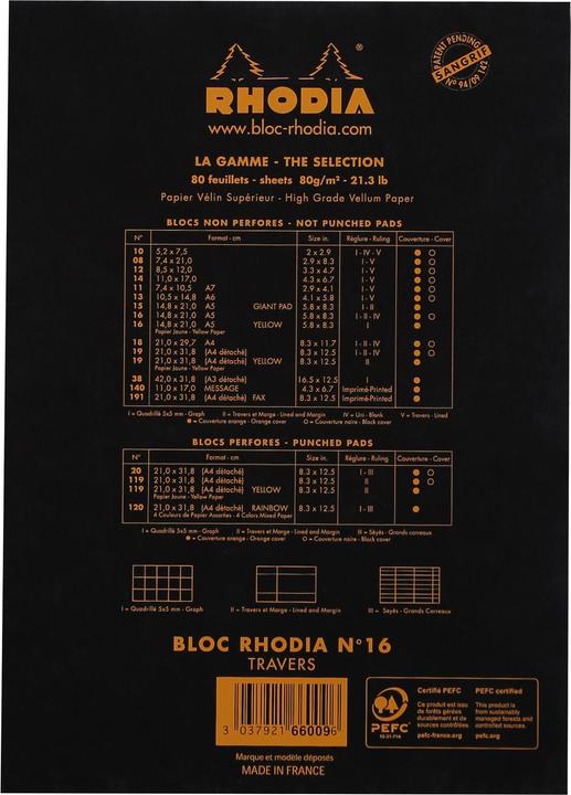Image du produit Rhodia Bloc-notes N°16 (A5, À rayures)