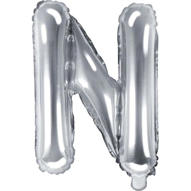 Partydeco Ballon Brief "N" in Silber