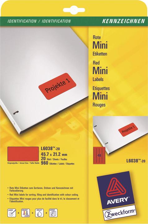 Actual product image Avery Farbige Etiketten, ablösbar