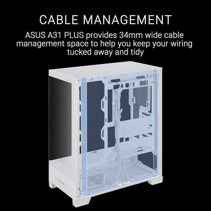 Actual product image ASUS A31 Plus Tg Argb White (mATX, Mini-ITX, ATX)