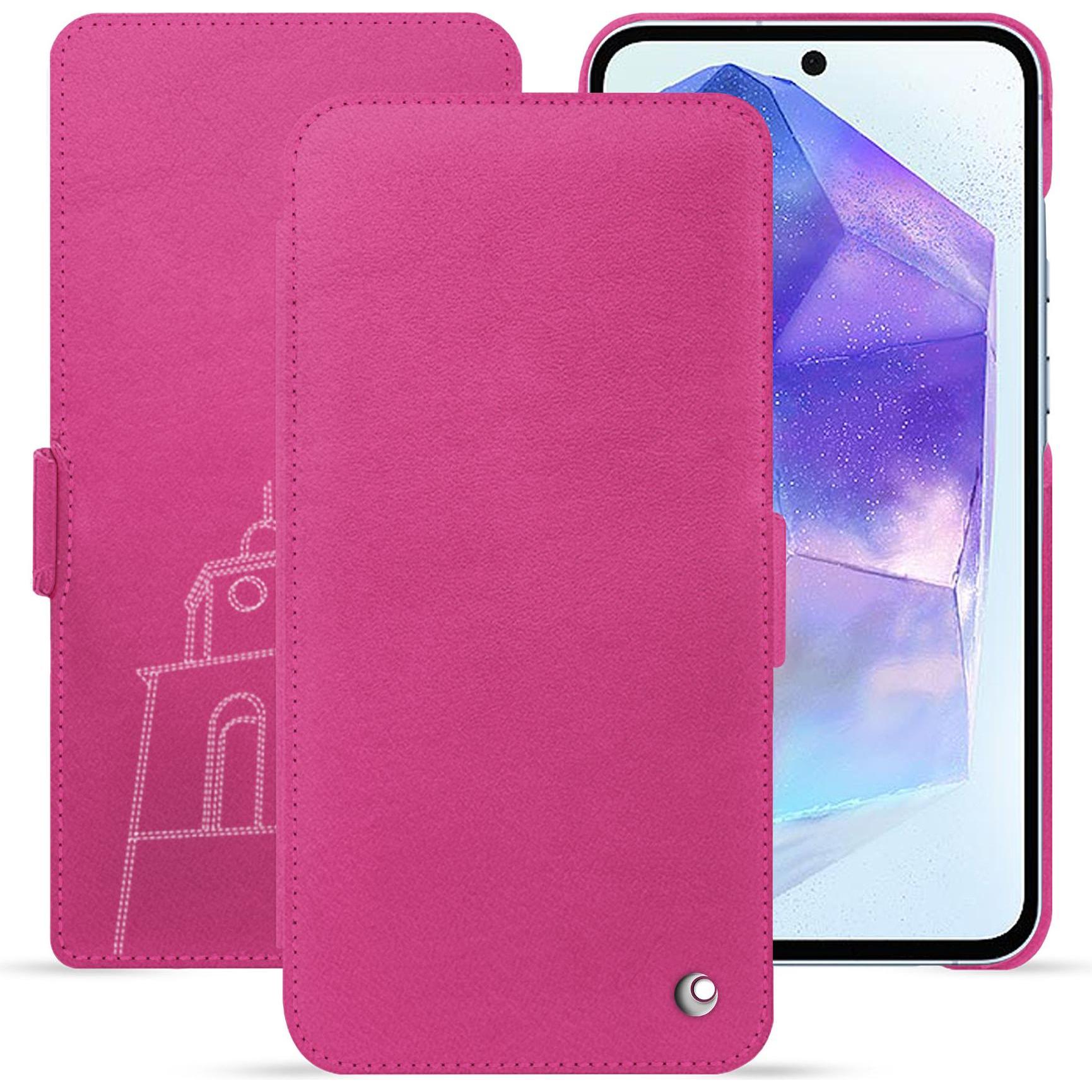 Noreve Lederschutzhülle horizontal (Samsung Galaxy A55), Smartphone Hülle, Rosa
