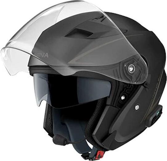 Sena OUTSTAR S - Casco jet intelligente per moto (ECE) - nero opaco (XL) (64 cm, XL)