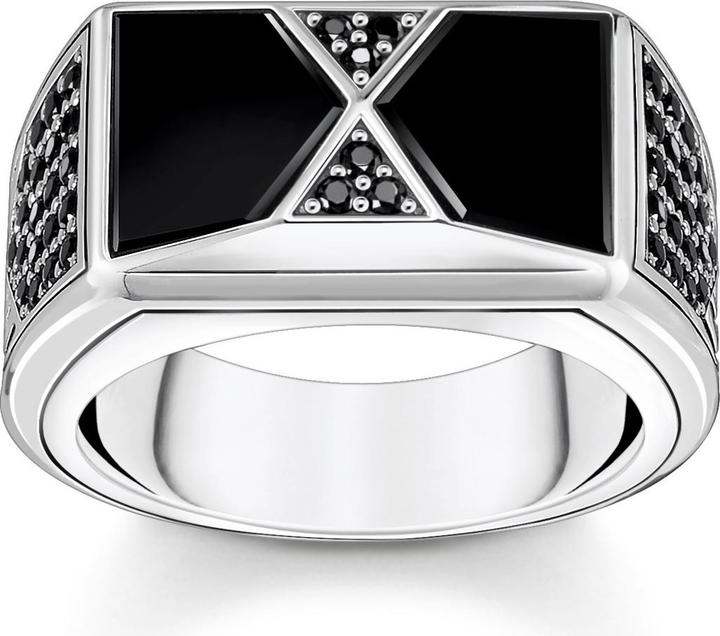 Immagine prodotto Thomas Sabo Anello con Onice Nera e Pietre Nere Argento (54, 925 Argento)
