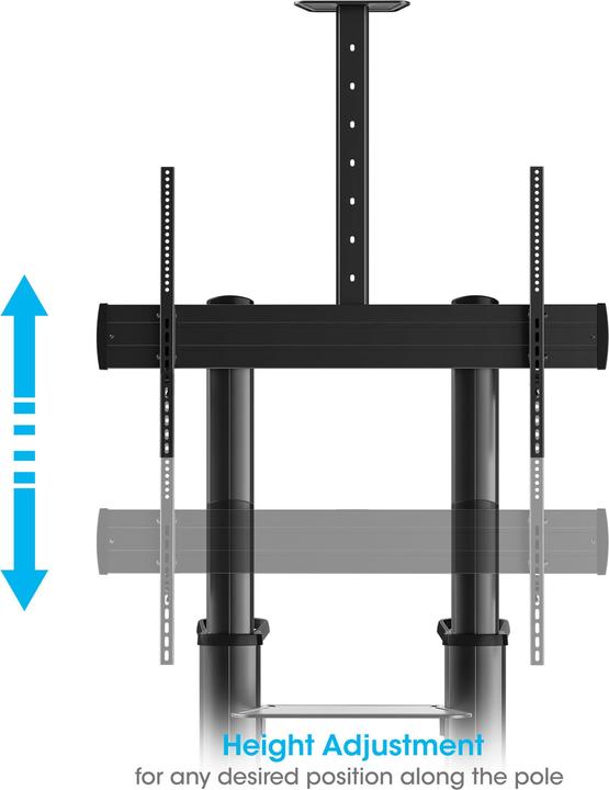 Image du produit Manhattan Support TV multimédia en aluminium sur roulettes avec une capacité de charge extrêmement élevée (120", 140 kg)