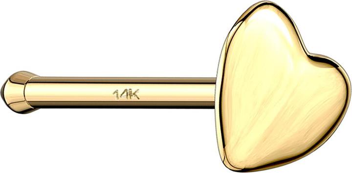 Produktbild Star Piercing Nasenstecker gerade 14k gold mit Herz (14k Gold, ohne Messing)