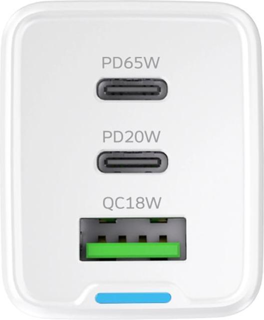 Produktbild Wozinsky GaN 65W Ladegerät mit 2xUSB-C USB-Anschlüssen mit 65W CC-Kabel - Weiss (65 W, 3 Ports)