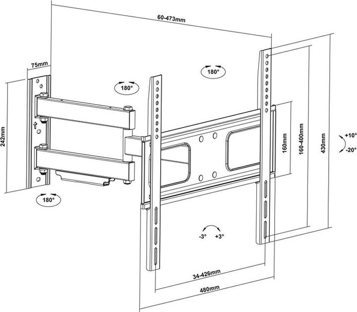 Actual product image Maclean MC-647 TV mount (55 inch) (Wall, 55", 50 kg)