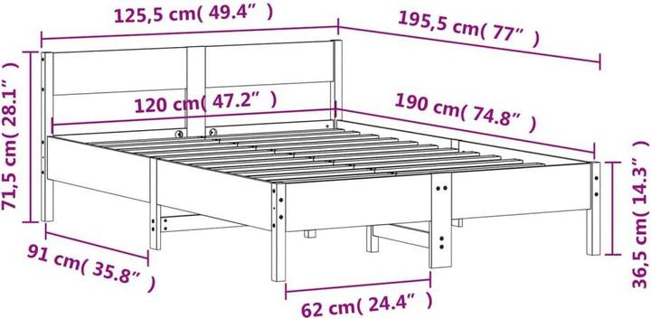 Image du produit vidaXL Bettgestell (120 x 190 cm)