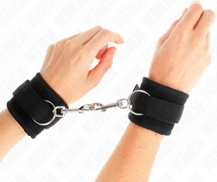 Actual product image Kink NYLON BIND HANDCUFFS WITH VELCRO FASTENER, BLACK, MODEL 2, ADJUSTABLE, 18-35 CM X 6