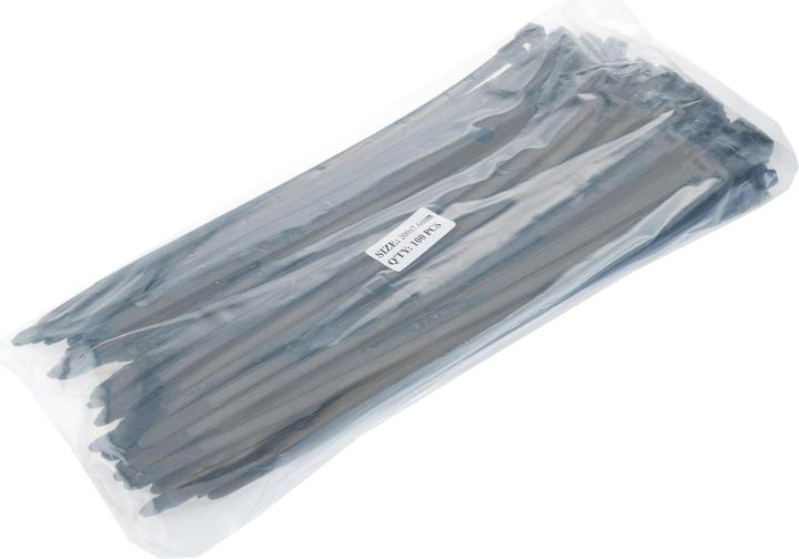 Actual product image VR-Technics Cable tie 300 x 7.6mm, black, 100 pieces (Plastic cable ties, 300 mm, 100 pcs.)