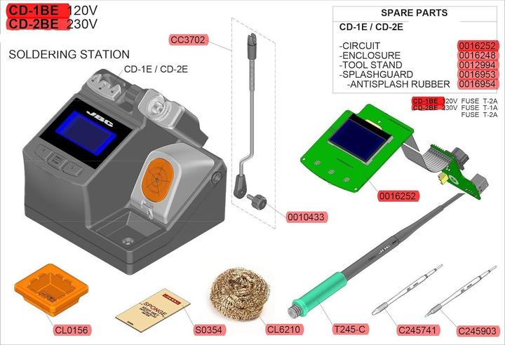 Produktbild JBC CD-BE JBC-CD-2BE Soldeerstation met soldeerbout T245-A voor algemene doeleinden