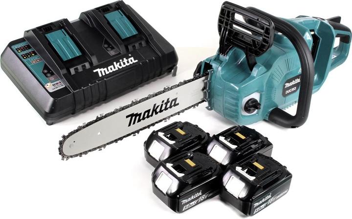 Produktbild Makita DUC 353 PT4 Akku Kettensäge 36V ( 2x18V ) Brushless 35 cm + 4x 5,0 Ah Akku + Doppelladegerät (Akku Kettensäge)