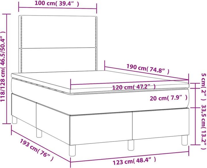 Image du produit vidaXL Boxspringbett (120 x 190 cm)