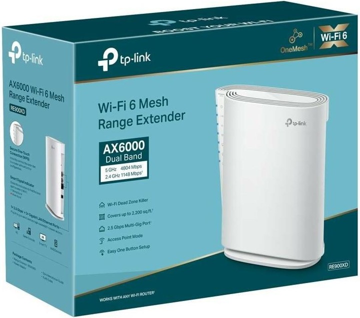 Image du produit TP-Link RE900XD Wi-Fi 6 Répéteur WLAN AX6000 (4804 Mbit/s, 1148 Mbit/s)