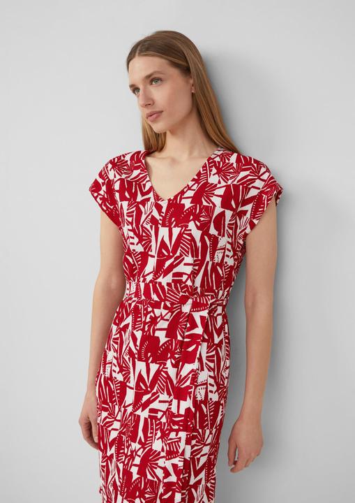 Actual product image S.Oliver Kleid Strukturiertes Jerseykleid mit All-over-Print und Gürtel (46)