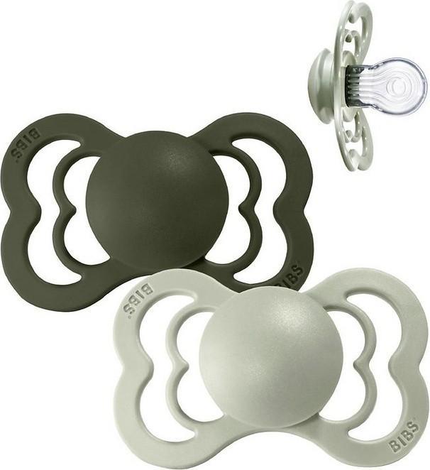 Immagine prodotto Bibs Succhietto supremo in silicone (confezione da 2), Hunter Green & Sage (taglia 1, 0-6M) (2 x, fino a 6 M.)