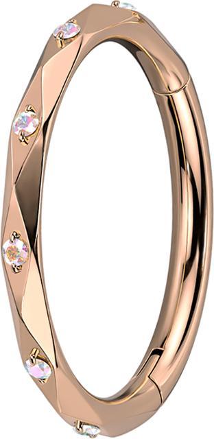 Produktbild Star Piercing Micro Segmentring klappbar rosegold facettiert mit Kristallen multicolor (Titan G23, ohne Messing)