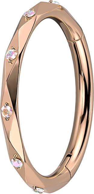 Actual product image Star Piercing Micro segment ring hinged rose gold faceted with crystals multicolour (Titanium G23, without brass)
