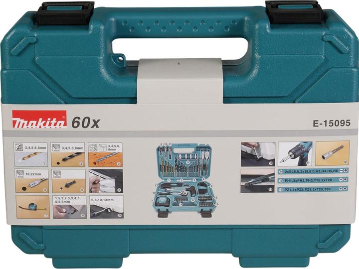 Produktbild Makita E-15095 Werkzeugset 60-tlg. (16 mm, 22 mm, 3 mm, 4 mm, 5 mm, 6 mm, 8 mm)