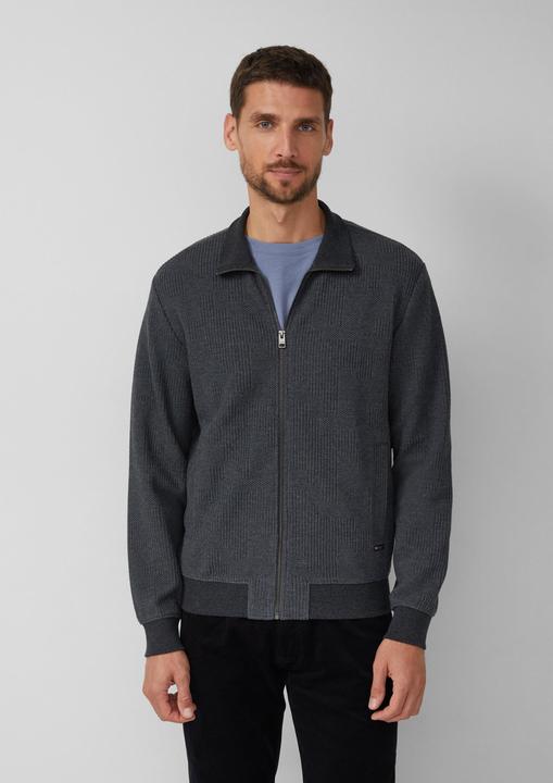 Produktbild s.Oliver Sweatshirt Jacke Strukturierte Sweatshirtjacke mit Stehkragen (L, S)