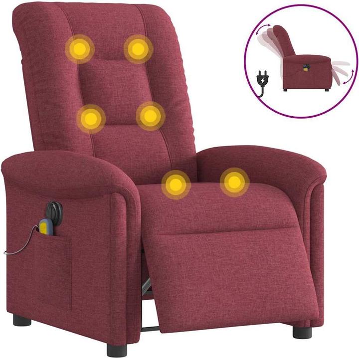 Actual product image vidaXL Massage chair electric wine red fabric