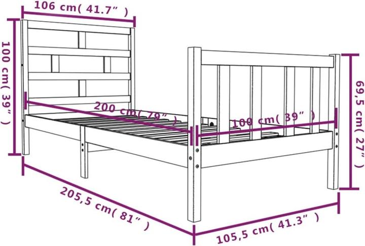 Produktbild vidaXL Bettrahmen (100 x 200 cm)