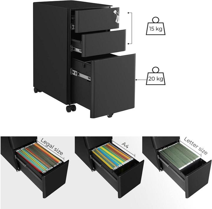 Produktbild Songmics Multifunktionswagen 30 x 46 x 59 cm, Schwarz (46 x 30 x 59.20 cm)