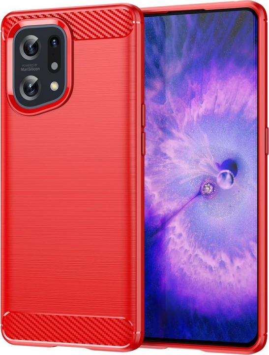 Image du produit Cover-Discount OPPO Find X5 - Housse métallique aspect carbone rouge (Oppo Find X5)