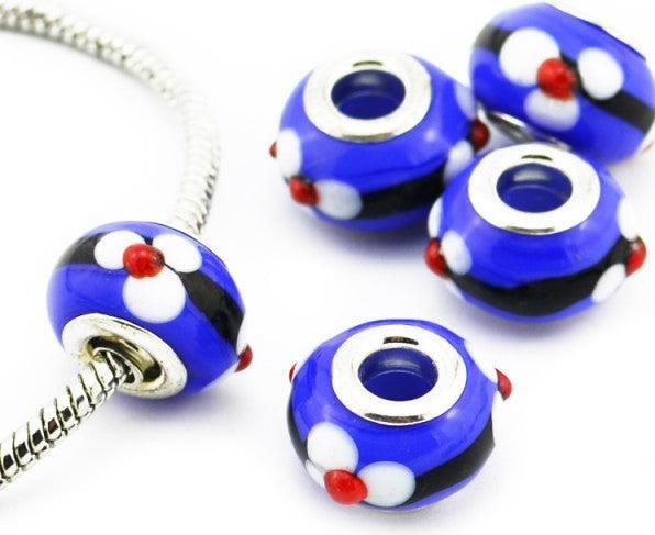 Produktbild Hermex Glas Bead versilbert 925 - Silbrig Blau (Glas, Silber 925)