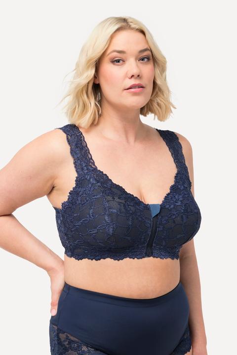 Actual product image Ulla Popken Lace Zip Front Versatile Wirefree Bustier (100 D)